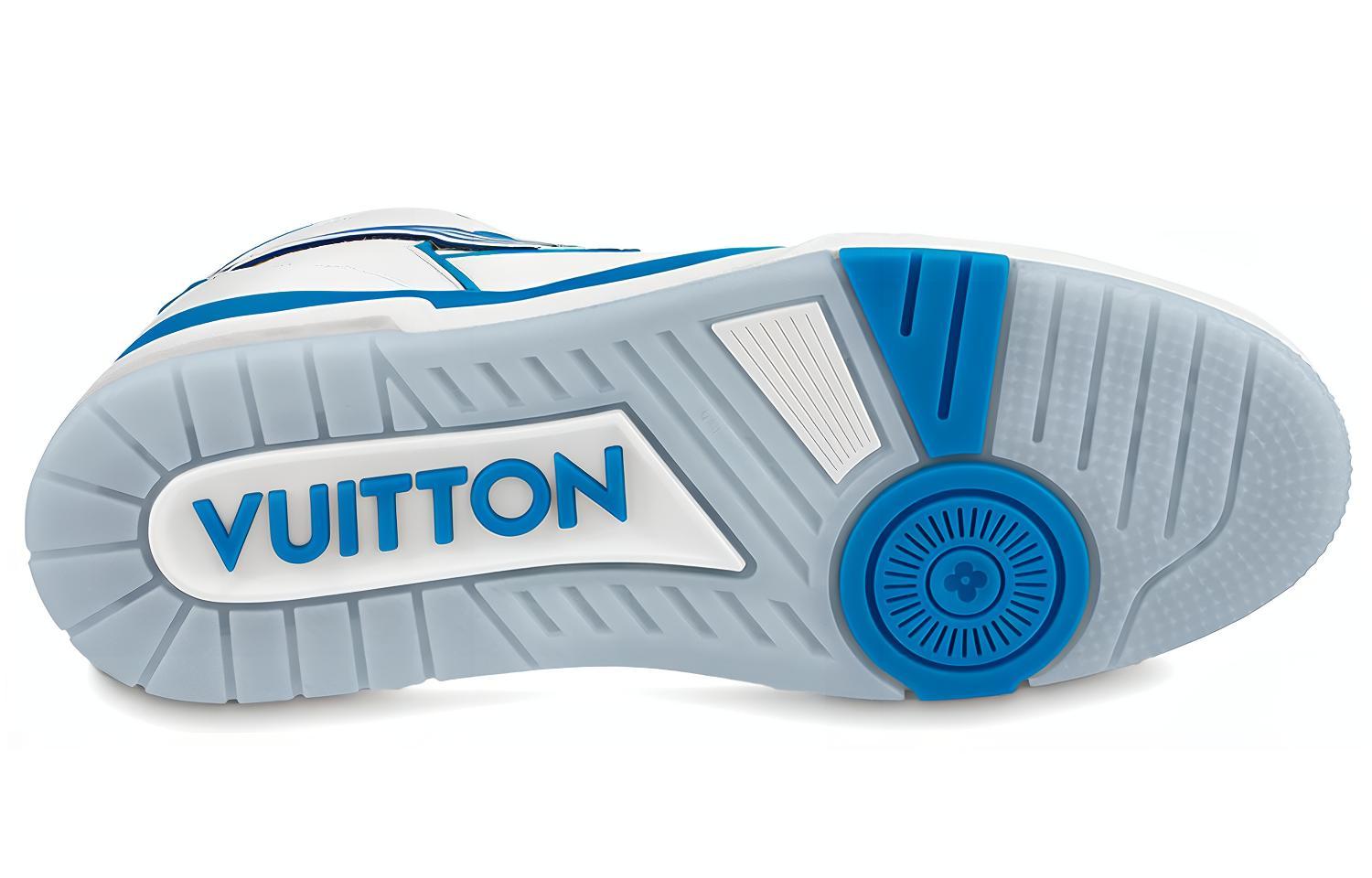 Shop Louis Vuitton 路易威登 Trainer 小牛皮 籃球風格運動鞋 白藍