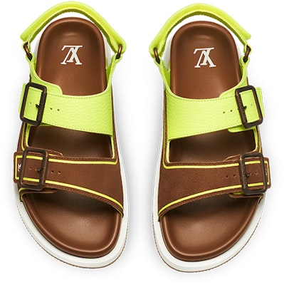 Louis Vuitton x NBA Trainer Sandals 'Brown Neon Green' 1A8ZNH Lookbook Louis Vuitton x NBA Trainer Sandals 'Brown Neon Green' 1A8ZNH
