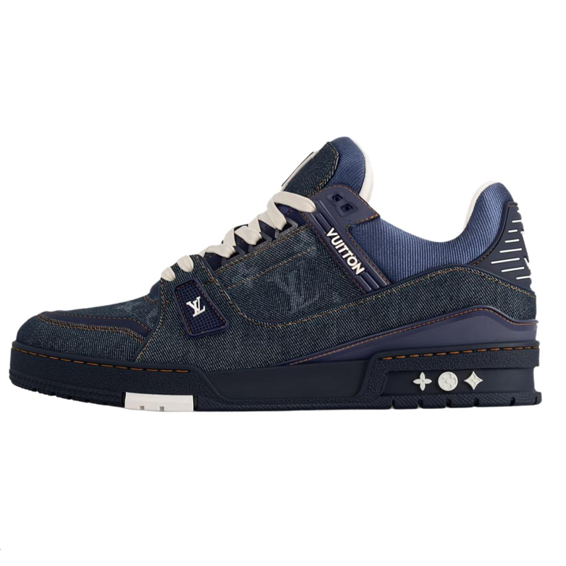 Louis Vuitton Trainer Denim Low-Top Sneakers Navy Blue Casual Shoes 1AHT50