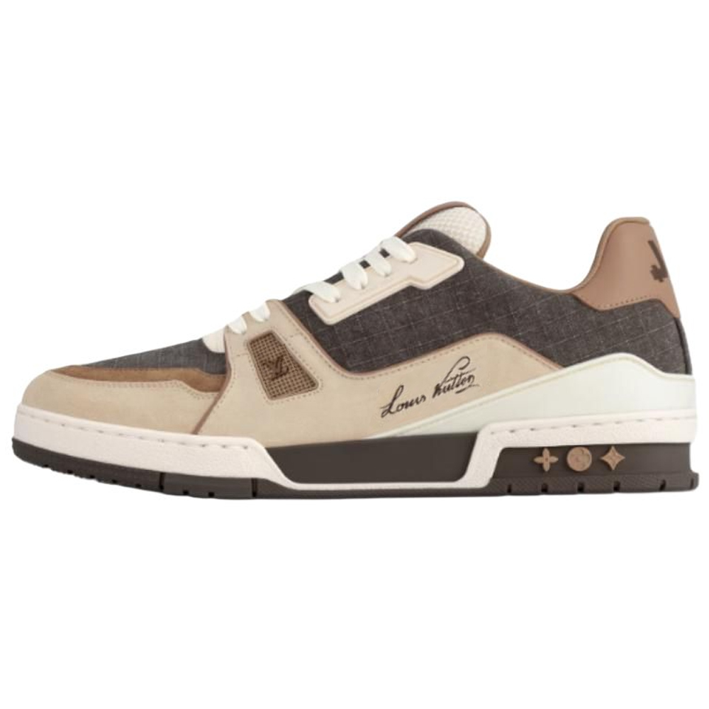 Louis Vuitton Trainer Low-Top Brown Leather Sneakers for Men 1AHTFG