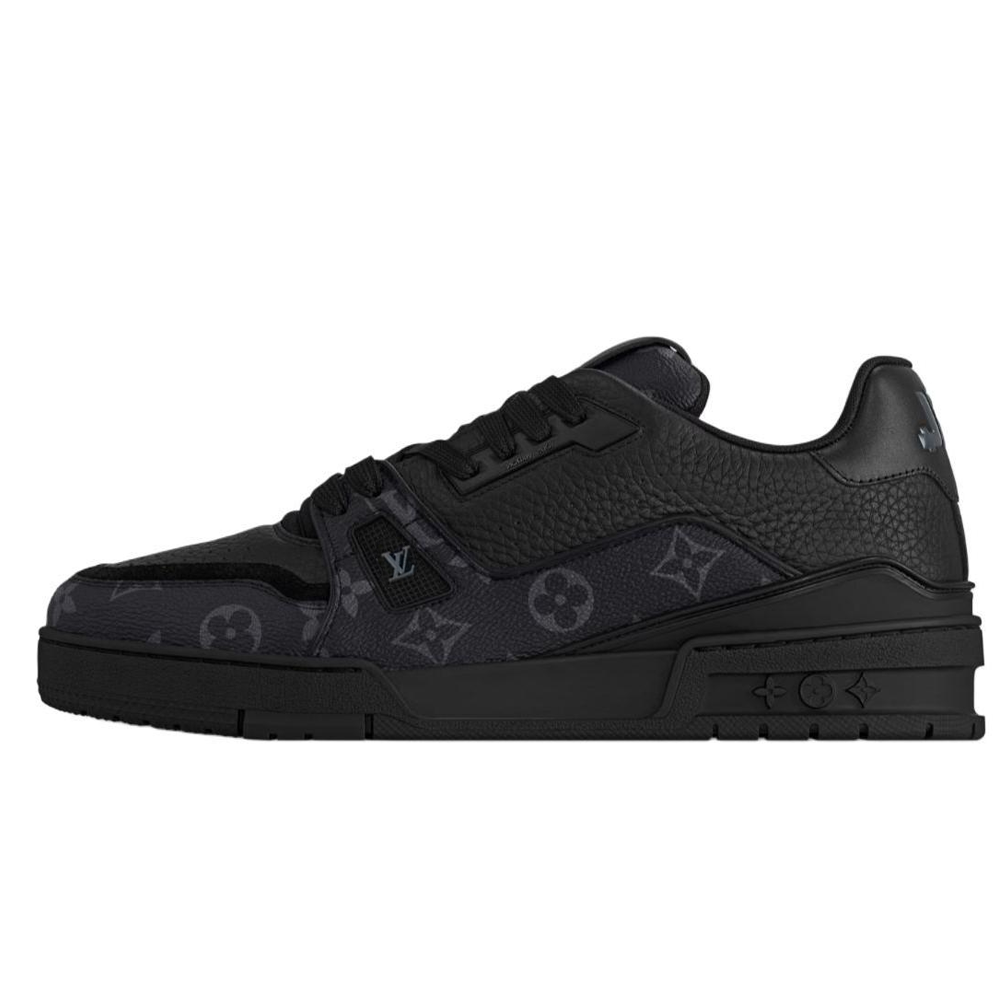 Louis Vuitton Trainer Low-Top Leather Sneakers Black 1ADH48