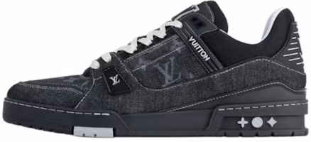 Louis Vuitton Trainer Low-Top Sneakers Black Denim Casual Shoes 1AHSZL Louis Vuitton Trainer Low-Top Sneakers Black Denim Casual Shoes 1AHSZL