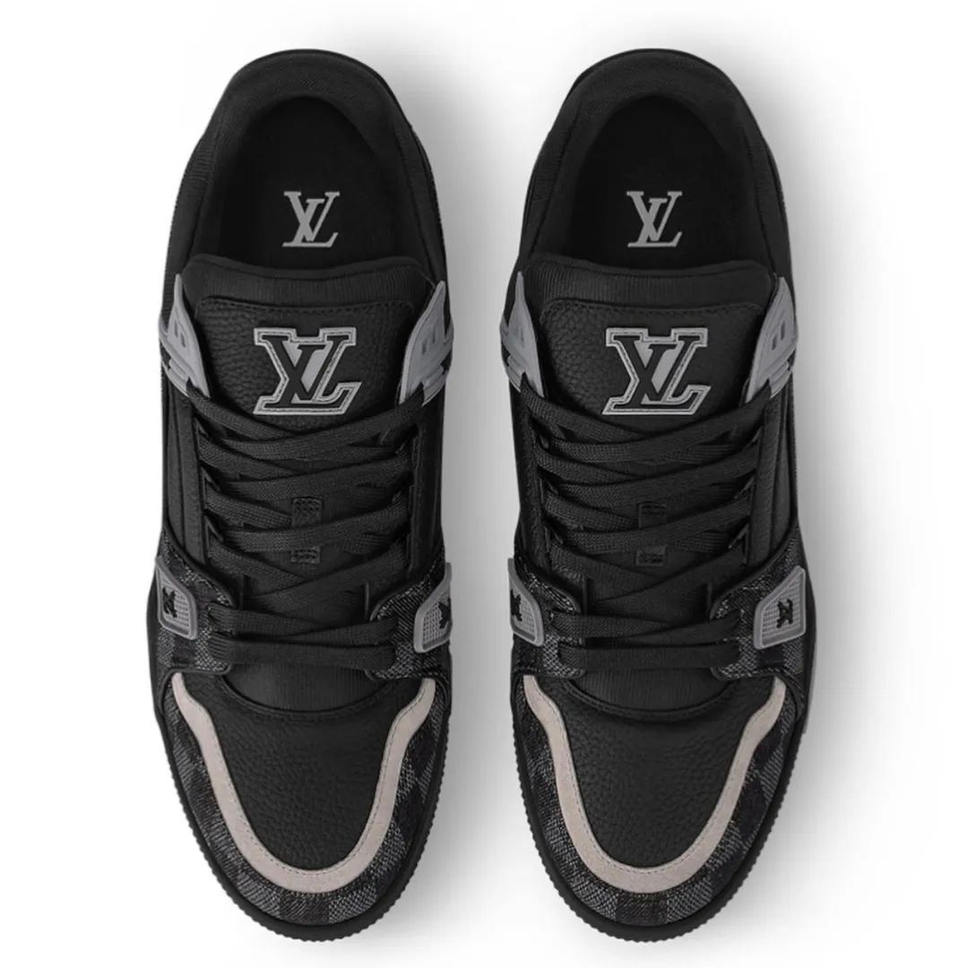 Shop LOUIS VUITTON 圓頭舒適耐磨透氣低幫生活休閒鞋 男款 黑色
