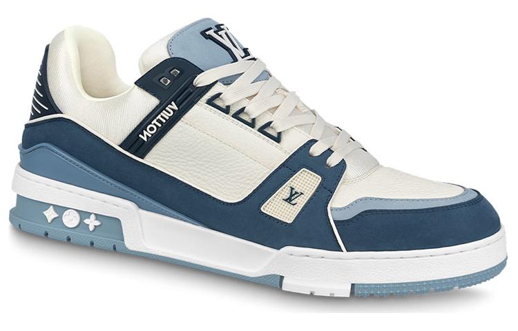 Order LOUIS VUITTON Trainer 小牛皮 圓頭繫帶 低筒 板鞋 男女同款 藍白