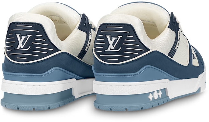 LOUIS VUITTON Trainer 小牛皮 圓頭繫帶 低筒 板鞋 男女同款 藍白 Lookbook LOUIS VUITTON Trainer 小牛皮 圓頭繫帶 低筒 板鞋 男女同款 藍白