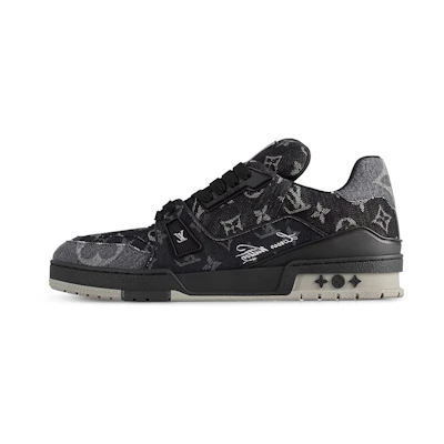 LV LV Trainer Sneakers 'Black Grey Denim Monogram'