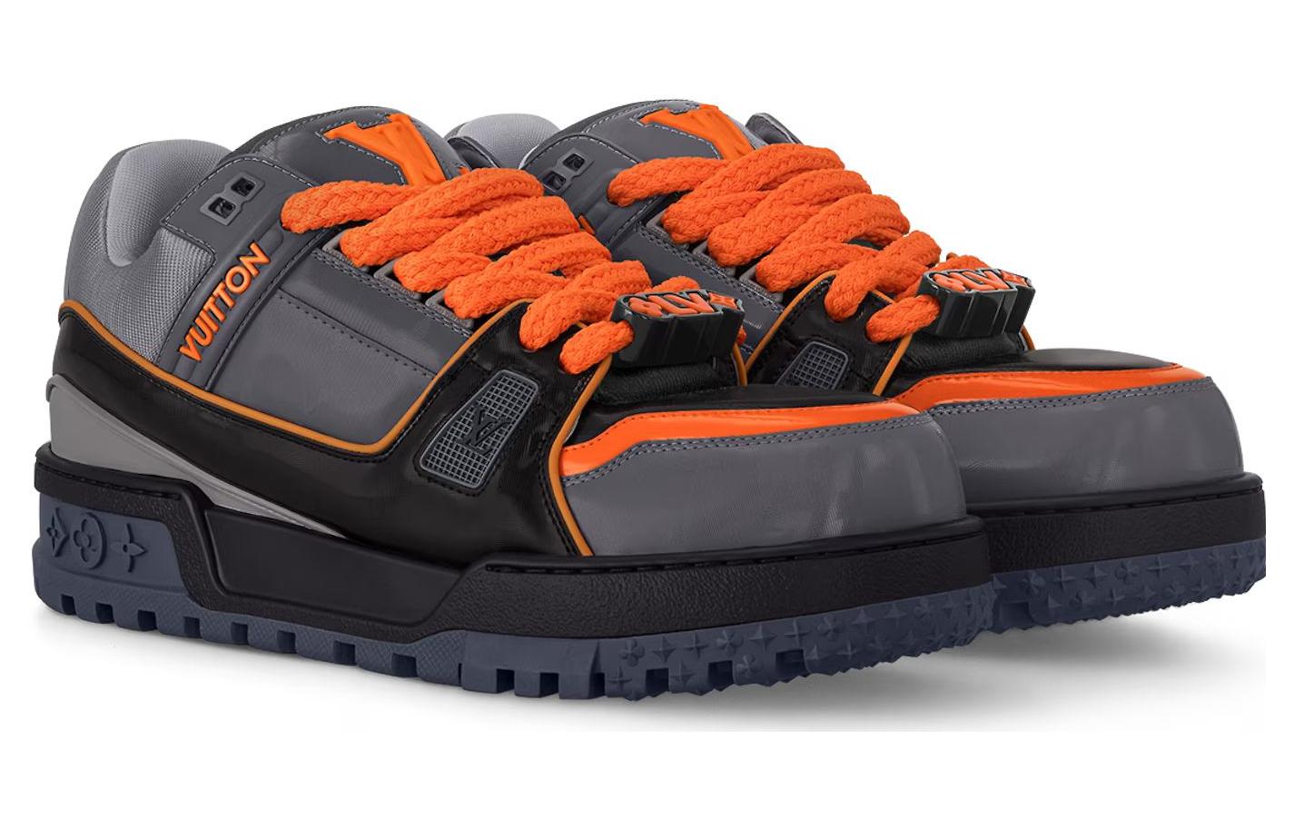 Lookbook LOUIS VUITTON Trainer Maxi 萬用時尚 低筒 帆布鞋 男式 灰橙色