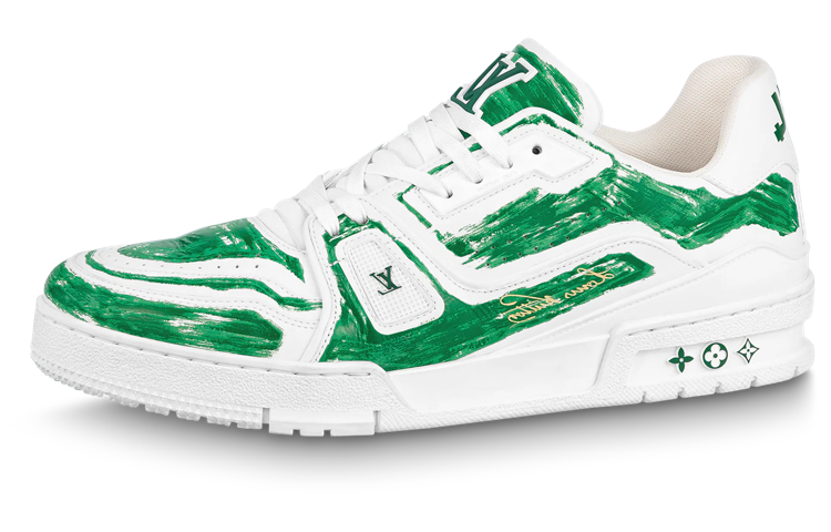 Buy Louis Vuitton Trainer Low 'Graffiti Pintado a Mano Blanco Verde' 1ABLX1
