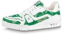Louis Vuitton Trainer Low 'Lukisan Tangan Graffiti Putih Hijau' 1ABLX1
