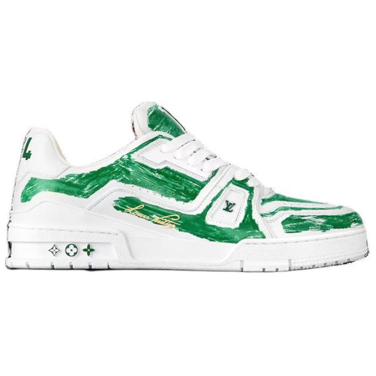 Order Louis Vuitton Trainer Low 'Graffiti Pintado a Mano Blanco Verde' 1ABLX1