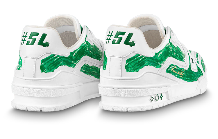 Lookbook Louis Vuitton Trainer Low 'Graffiti Pintado a Mano Blanco Verde' 1ABLX1
