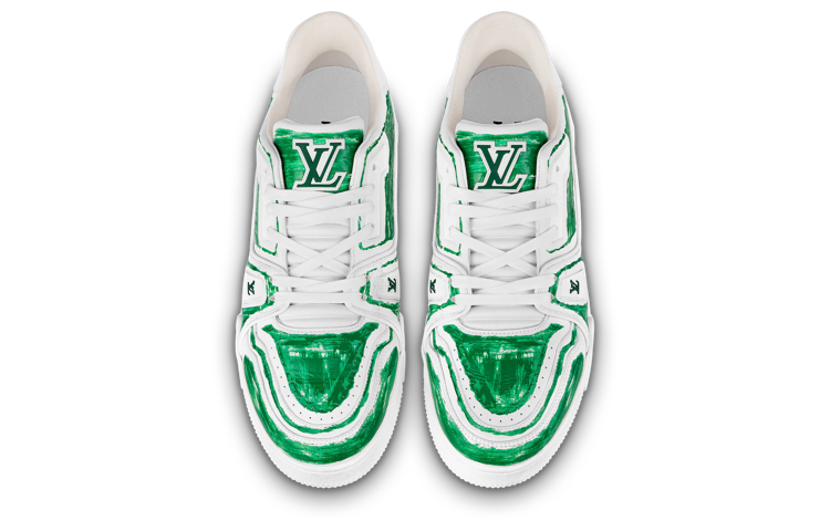 Shop Louis Vuitton Trainer Low 'Graffiti Pintado a Mano Blanco Verde' 1ABLX1