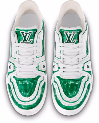 Louis Vuitton Trainer Low 'Lukisan Tangan Graffiti Putih Hijau' 1ABLX1 Lookbook Louis Vuitton Trainer Low 'Lukisan Tangan Graffiti Putih Hijau' 1ABLX1