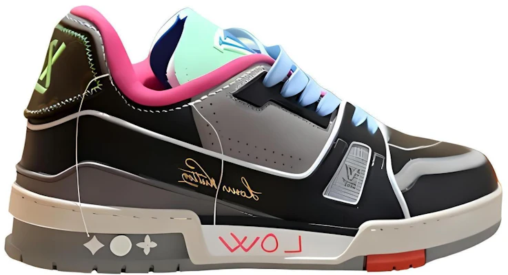 LOUIS VUITTON Trainer 泰國限定 圓頭系帶 耐磨 低幫 板鞋 男女同款 黑灰色 Order LOUIS VUITTON Trainer 泰國限定 圓頭系帶 耐磨 低幫 板鞋 男女同款 黑灰色