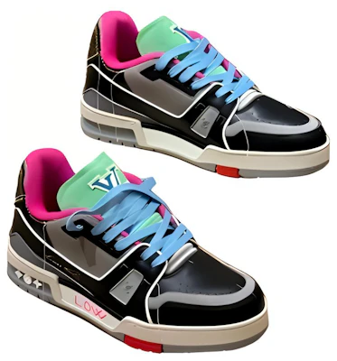 LOUIS VUITTON Trainer 泰國限定 圓頭系帶 耐磨 低幫 板鞋 男女同款 黑灰色 Lookbook LOUIS VUITTON Trainer 泰國限定 圓頭系帶 耐磨 低幫 板鞋 男女同款 黑灰色