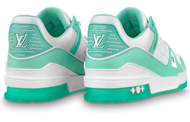 Shop Louis Vuitton Sepatu Trainer 'Teal White' 1A8KBQ