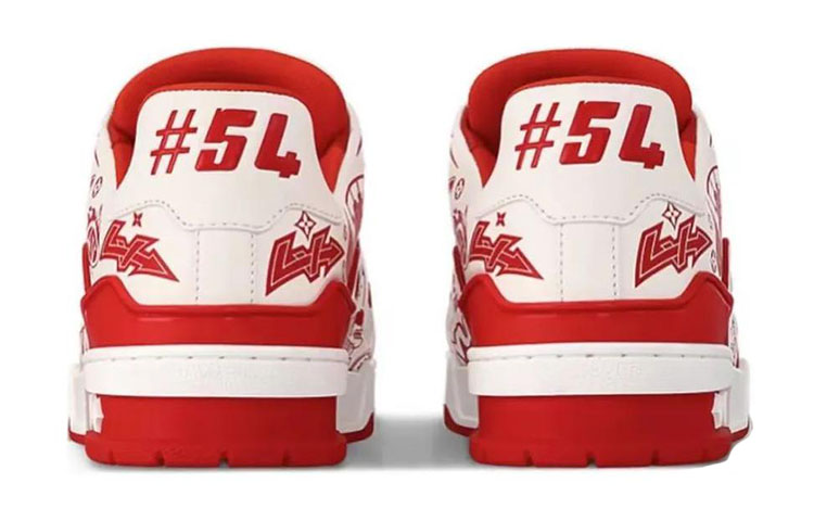 Shop Louis Vuitton Trainer Low 'Putih Merah Grafiti' 1ACELF