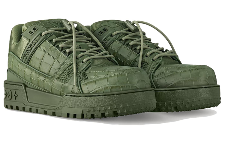 Order 路易威登 Trainer Maxi 小胖丁 鳄魚皮壓紋 防滑 低幫 板鞋 男女同款 綠色