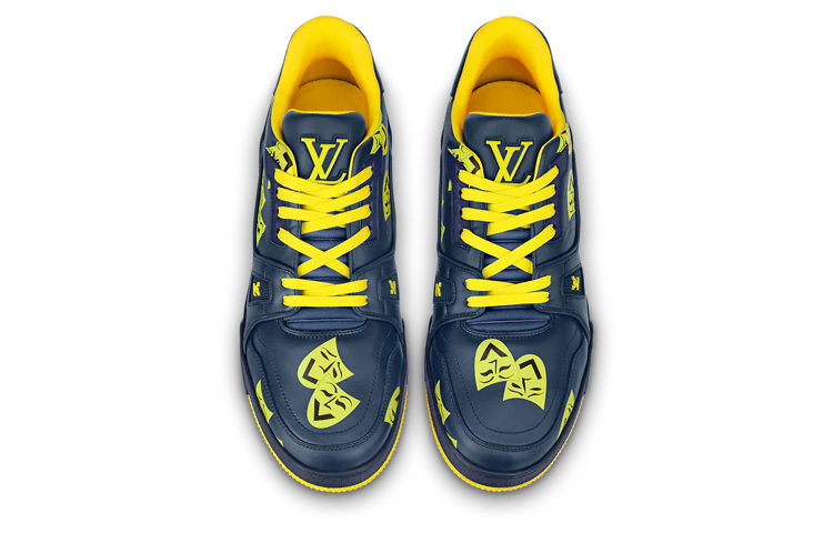 Shop Louis Vuitton Zapatillas Trainer Azul Marino Amarillo 1AA77K