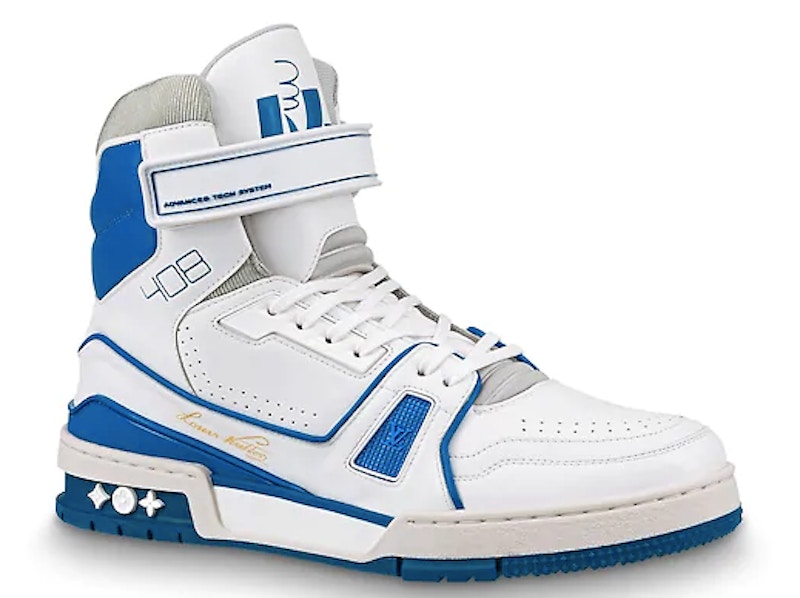 Louis Vuitton Trainer Sneaker Boot High 'White Blue' 1A54JA