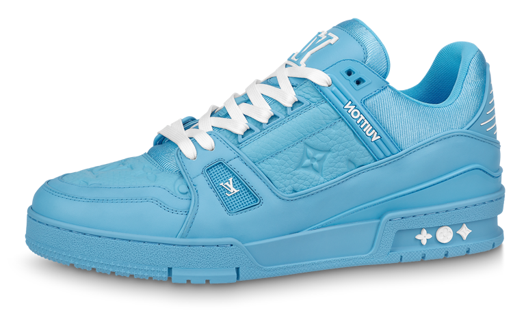 Buy 路易威登訓練用皮革繫帶時尚板鞋 男女款 藍色