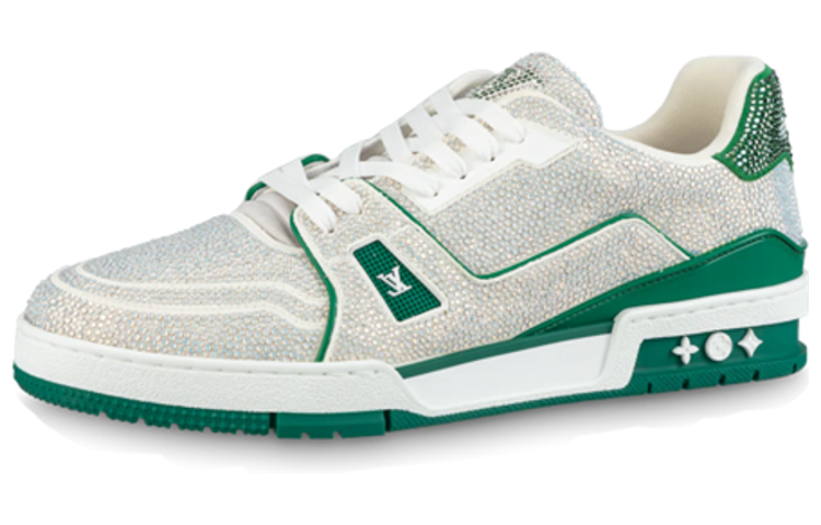 Buy Zapatillas Louis Vuitton Trainer 'Cristales Blanco y Verde' 1AARLE