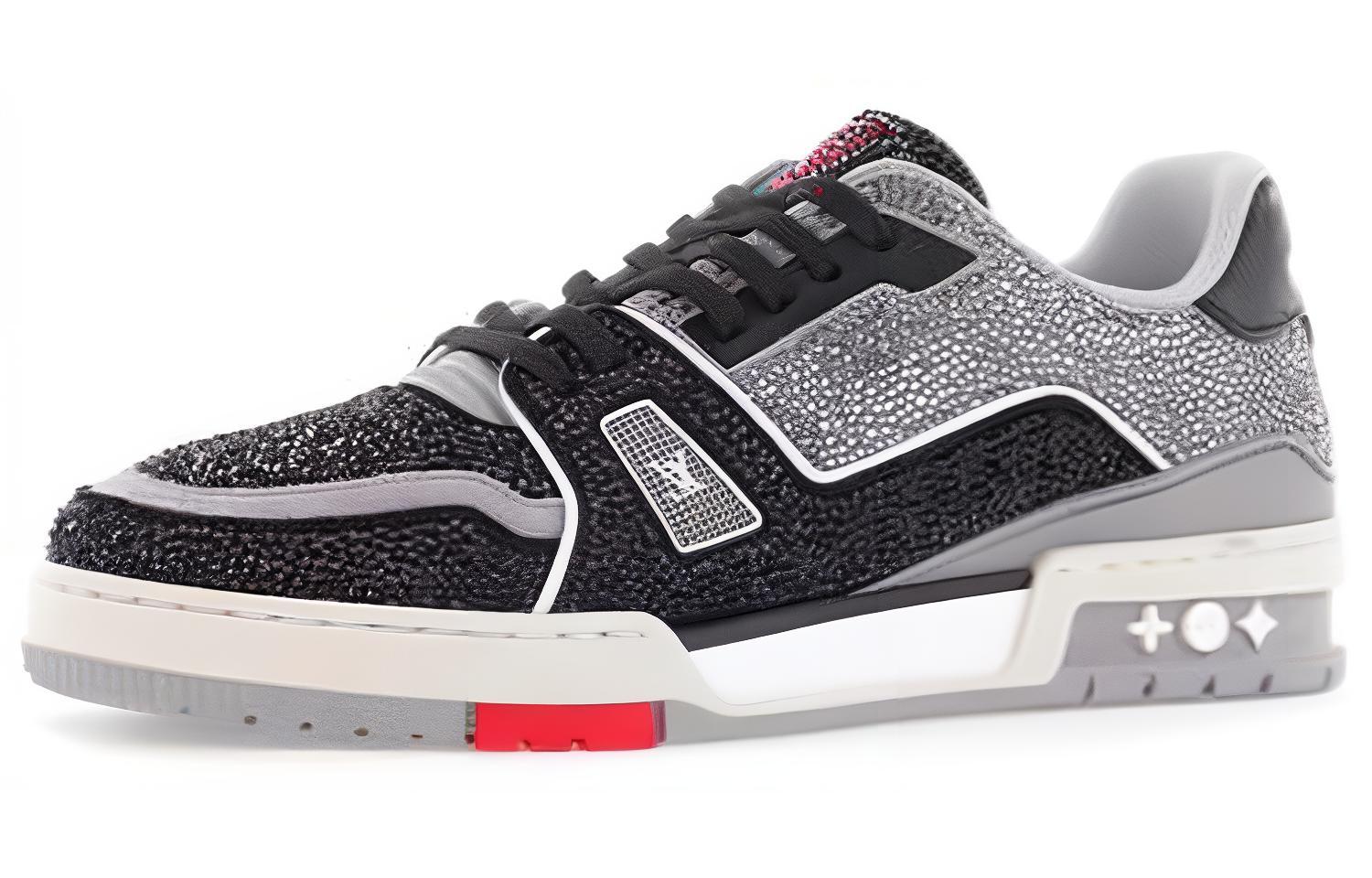 Louis Vuitton Trainer Sneakers 'Grey Black Crystals' 1AA6PR