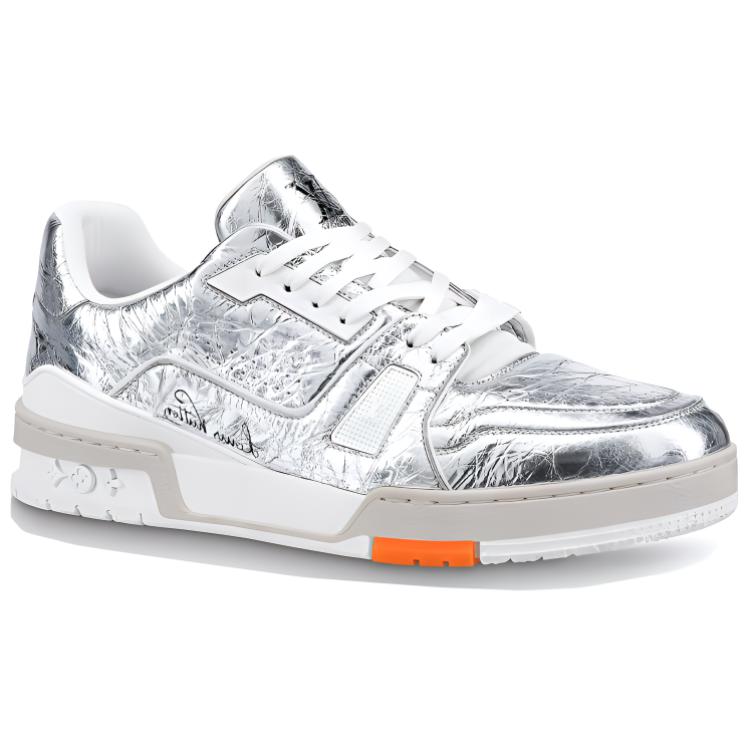 Order 路易威登訓練鞋金屬色低幫運動時尚板鞋男款白銀