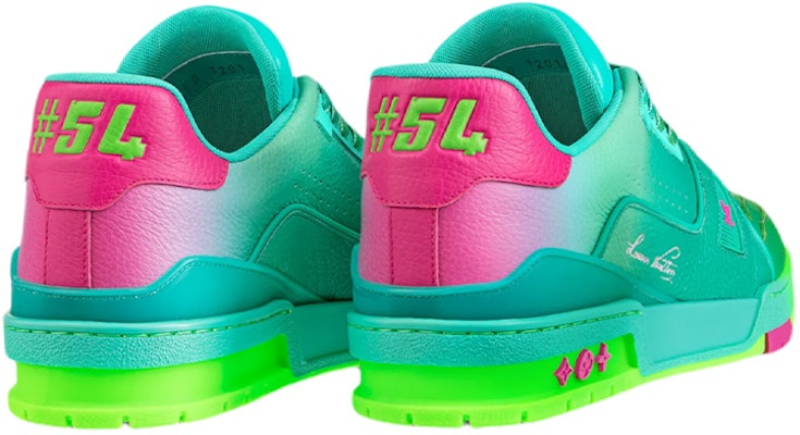 LOUIS VUITTON訓練師 小牛皮低筒 顯示板鞋 男款 藍綠 Lookbook LOUIS VUITTON訓練師 小牛皮低筒 顯示板鞋 男款 藍綠