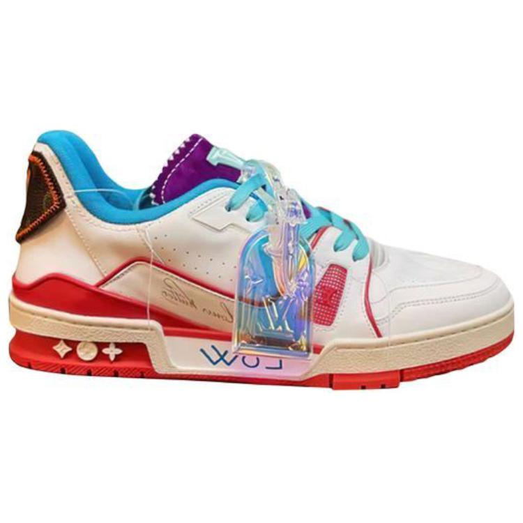 Order Zapatillas Louis Vuitton Trainer Upcycling 'Blanco Azul Morado para China'. 1A9DAQ