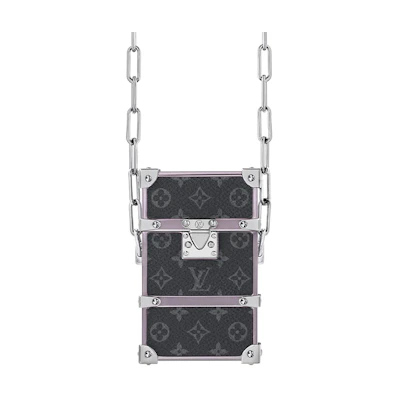 LOUIS VUITTON Trunk Box Necklace Classic Floral Metal Unisex Couples M80222