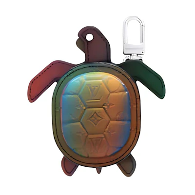 Louis Vuitton Turtle-Shaped Canvas Leather Metal Key Charm Blue M02398