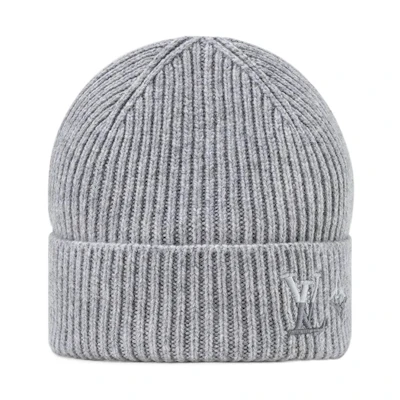 LOUIS VUITTON Two-Tone Embroidered Cashmere Beanie Grey Hat. M79140