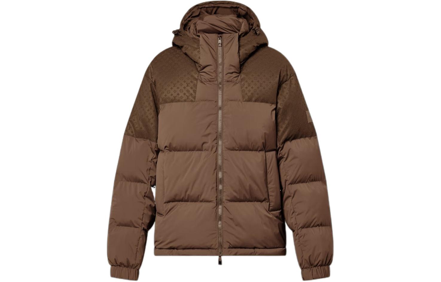 Louis Vuitton Two-Tone Hooded Zip-Fit Puffer Jacket Gray/Brown 1AFA22