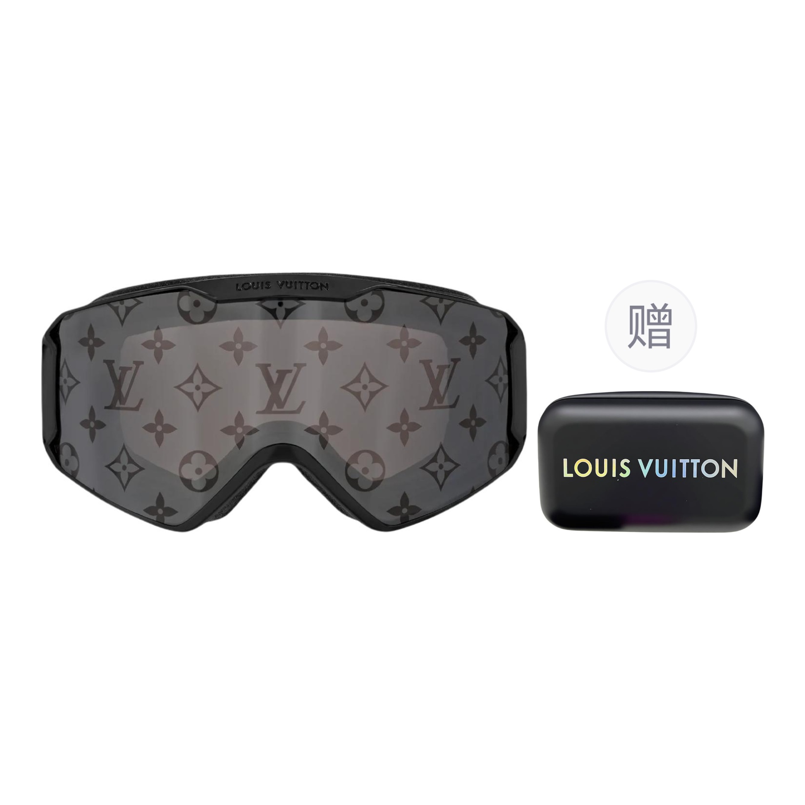 LOUIS VUITTON Unisex Black Monogram Ski Goggles with Windproof Frame Z1573