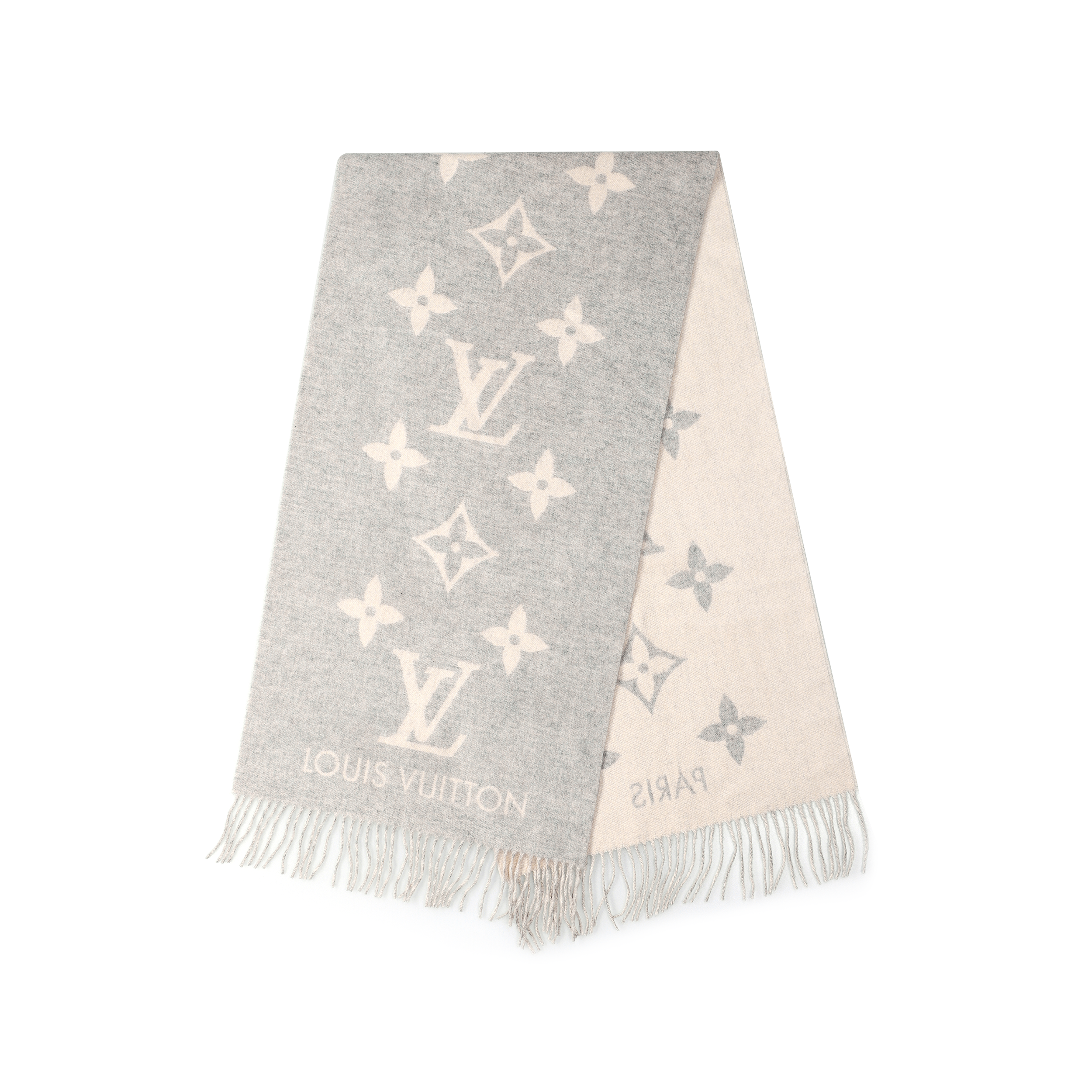 LOUIS VUITTON Unisex Japanese Korean Style Cashmere Scarf Gray M71126 圖 2