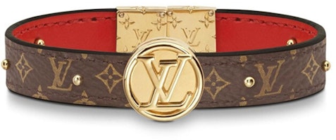 Louis Vuitton Unisex Red Leather Bracelet M6268 Louis Vuitton Unisex Red Leather Bracelet M6268