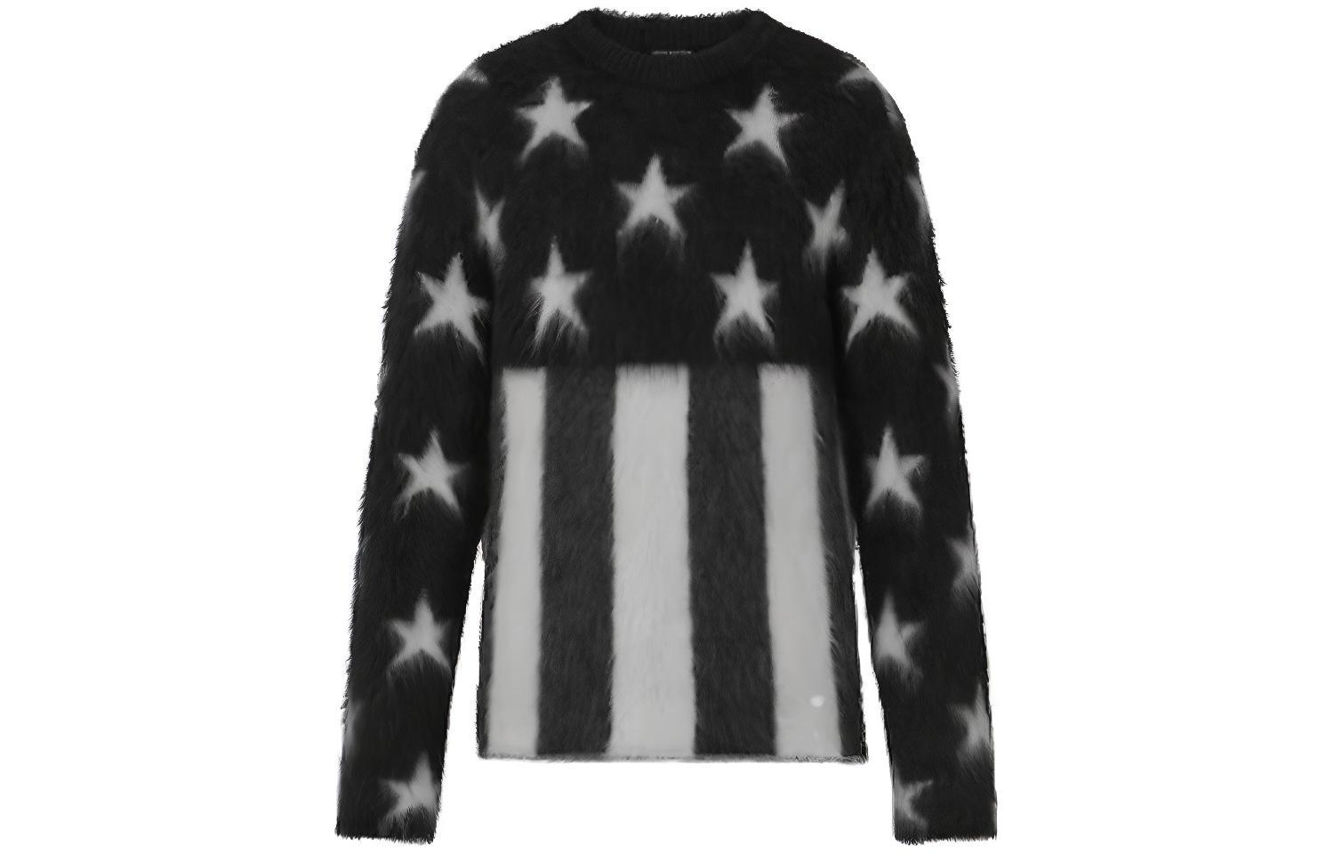 LOUIS VUITTON Unisex Star Stripes Jacquard Crewneck Sweater Dark Grey 1A5PMW