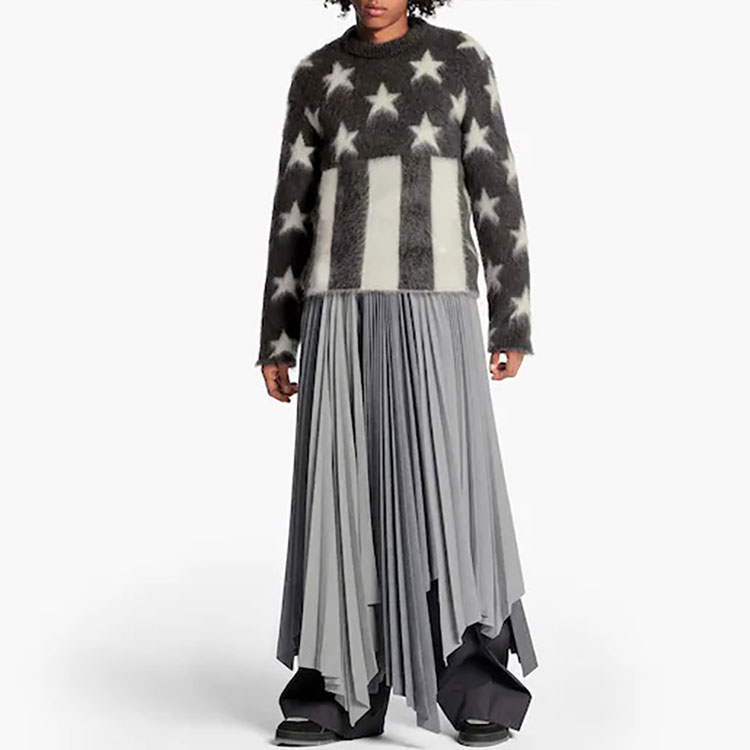 Shop 路易威登 男女同款星条纹提花圆领毛衣 深灰色 1A5PMW