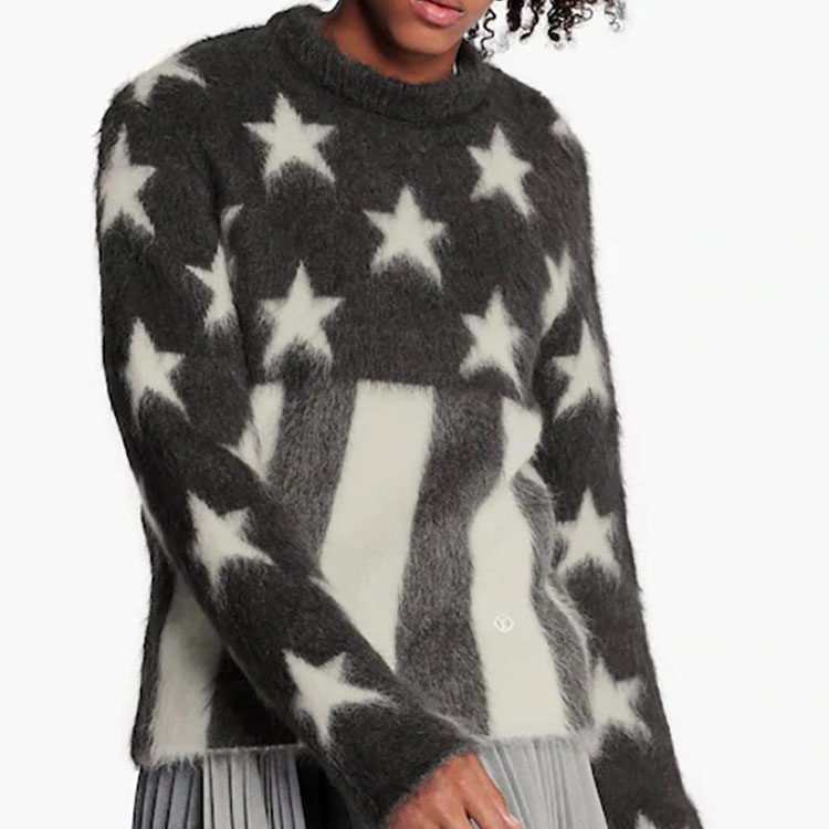 Purchase 路易威登 男女同款星条纹提花圆领毛衣 深灰色 1A5PMW