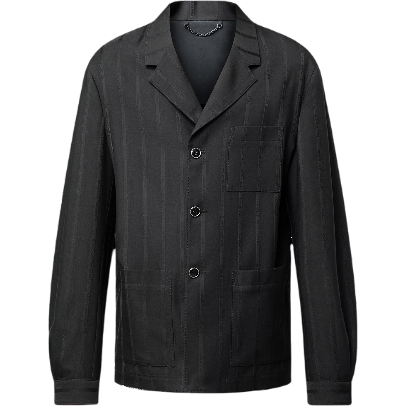 Louis Vuitton Unstructured Striped Single-Breast Jacket Gray Long Sleeve 1AGMUX