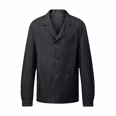 Louis Vuitton Unstructured Striped Single-Breast Jacket Gray Long Sleeve 1AGMUX