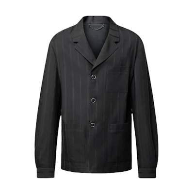 Louis Vuitton Unstructured Striped Single-Breasted Jacket Gray 1AGMUV