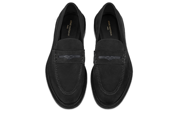 Shop LOUIS VUITTON Vendome 皮革 低幫圓頭 男士休閒 男款 黑色