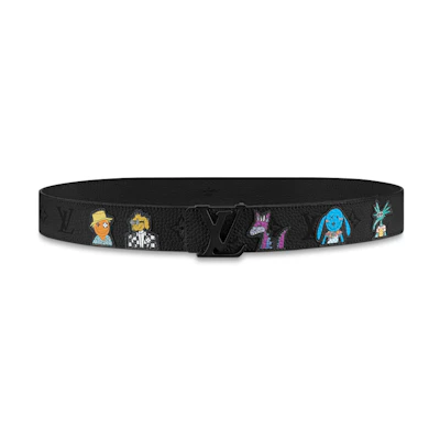Louis Vuitton Virgil Monogram Leather Belt Black 4cm Reversible Buckle MP293