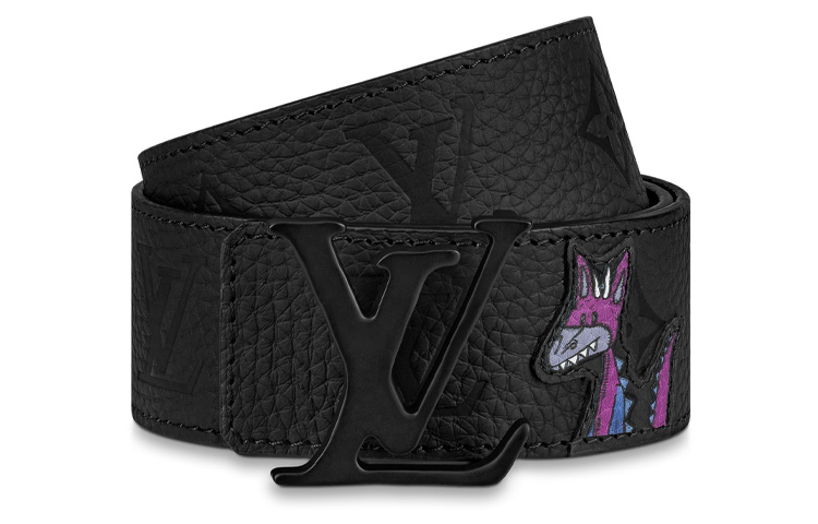 Shop 路易威登 Virgil Abloh 黑色 monogram 皮帶 4cm 雙面扣 MP293
