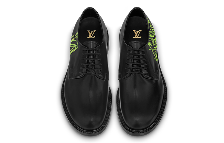 Shop Kasut Louis Vuitton Voltaire Derby 'Hitam Hijau' 1ABNF4