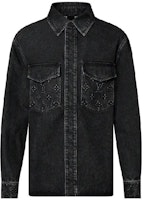 LOUIS VUITTON Washed Logo Embossed Denim Jacket Men Black 1AFAX1 LOUIS VUITTON Washed Logo Embossed Denim Jacket Men Black 1AFAX1