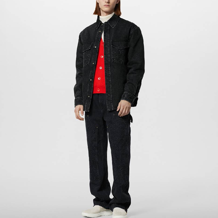Shop 路易威登水洗徽标压纹牛仔夹克男士黑色 1AFAX1