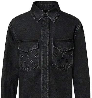路易威登水洗徽标压纹牛仔夹克男士黑色 1AFAX1 Cheap 路易威登水洗徽标压纹牛仔夹克男士黑色 1AFAX1